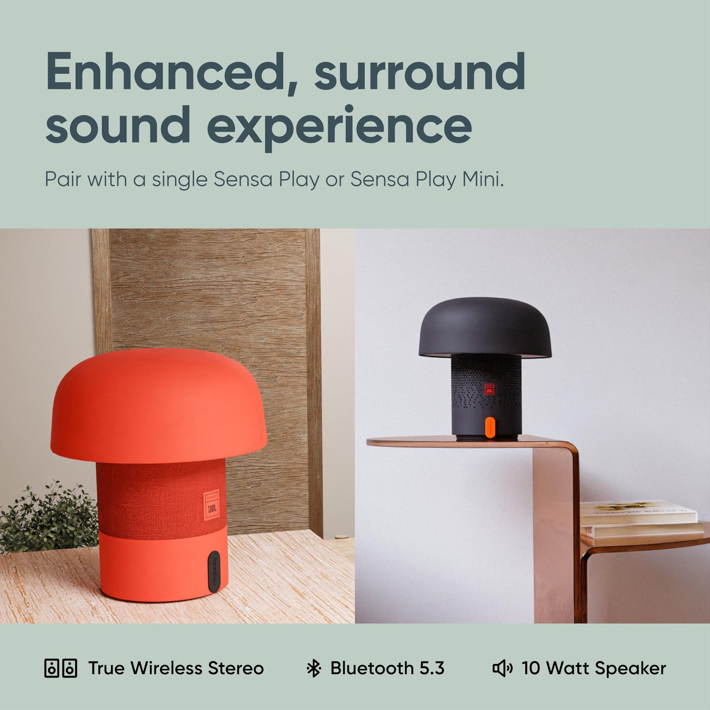 Kooduu Sensa Play Bluetooth Speaker Light with Sound by JBL - Cordless, Rechargeable Speaker & Light with Touch Control for Indoor/Outdoor Use, White