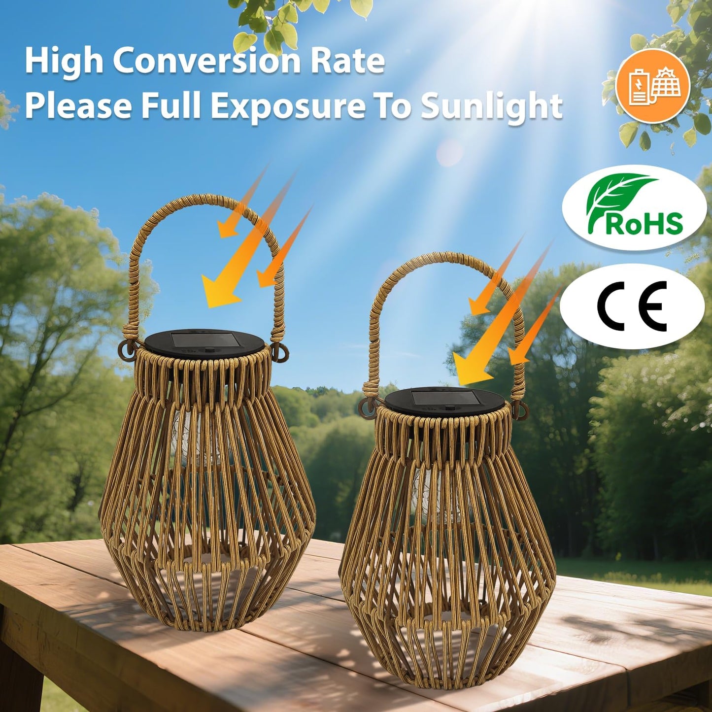 TOSTOOIRX Solar Lanterns Outdoor Waterproof Rattan Solar Lights for Outside Garden Decor Mothers Day Gifts Hanging Lanterns Decoration Outside