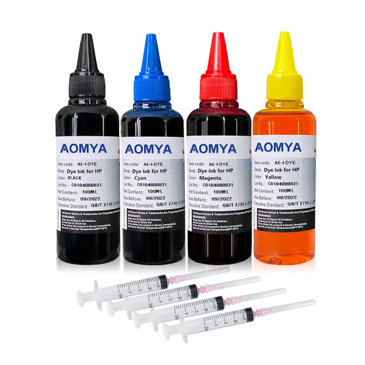 Aomya Ink Refill Kit 100ml for HP 67 61 65 60 62 63 910 920 901 902 932 933 934 940 952 94 95 96 Inkjet Printer Cartridges Refillable Ink Cartridges