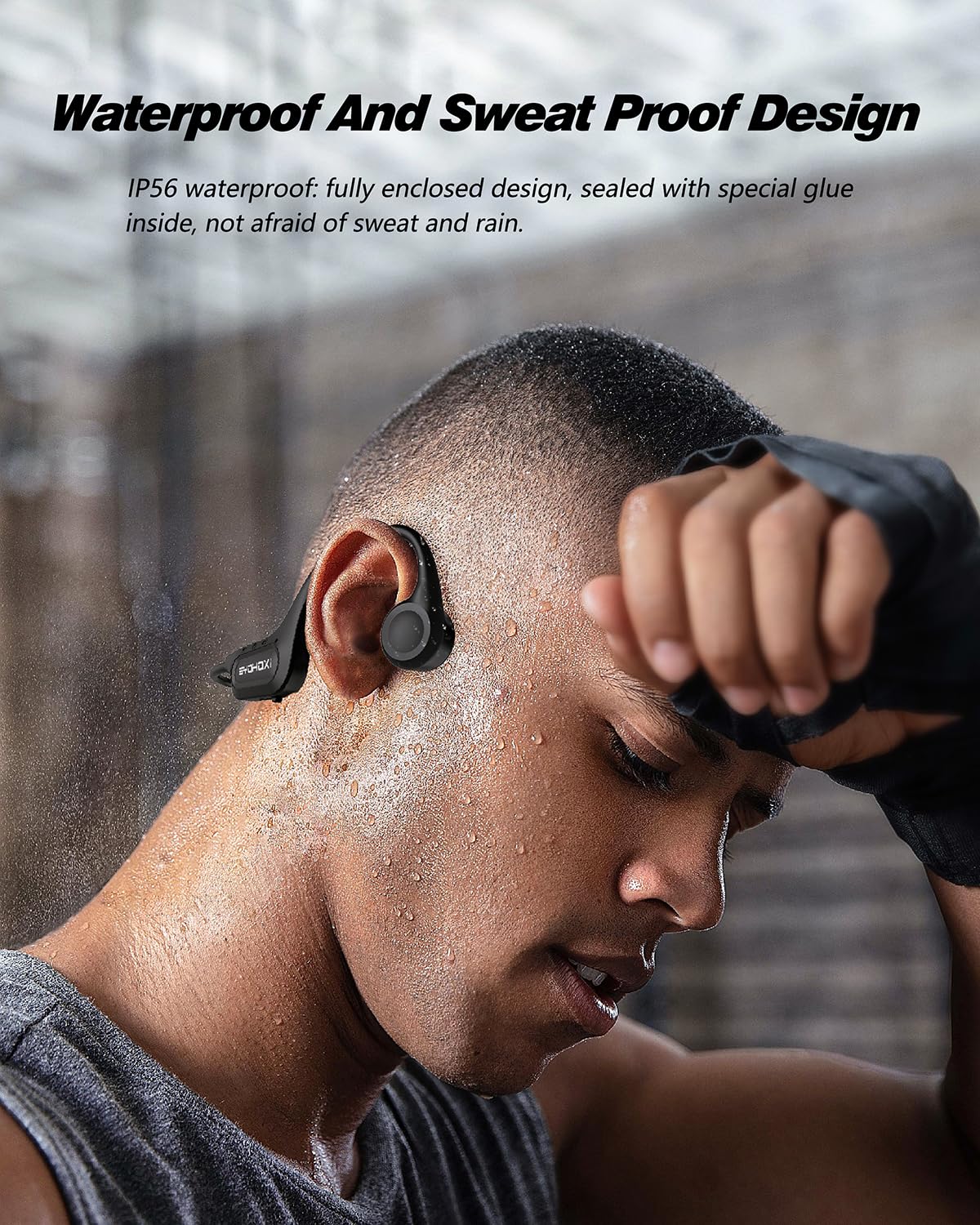 Ultra-Comfortable Open-Ear sport Headphones for Running,Cycling,Gym,8Hr Premium Sound,Bluetooth5.3,IP56 Sweatproof Bone Conduction Tech,Secure