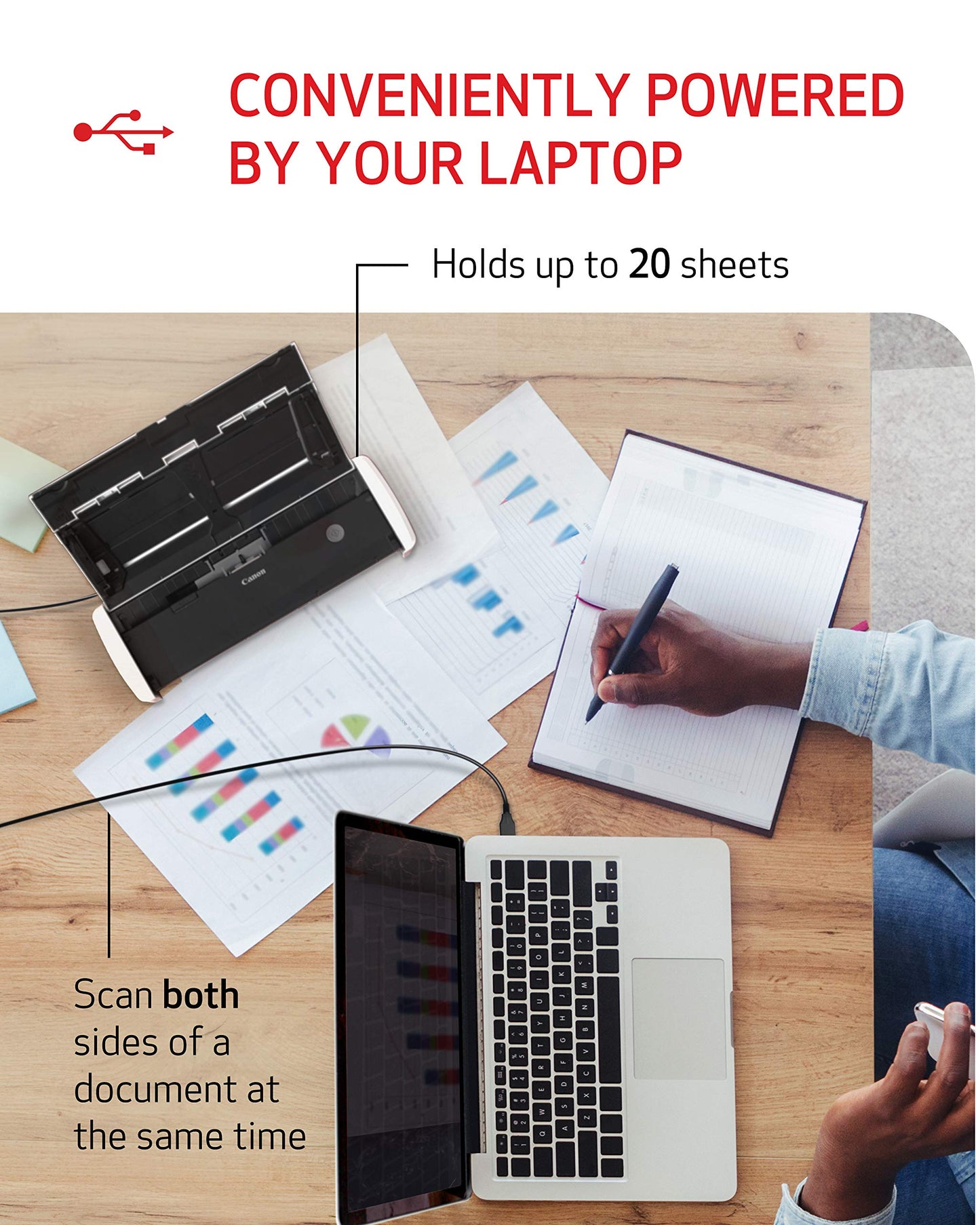 Canon imageFORMULA R10 - Portable Document Scanner, USB Powered, Duplex Scanning, Document Feeder, Easy Setup, Convenient, Perfect for Mobile Users