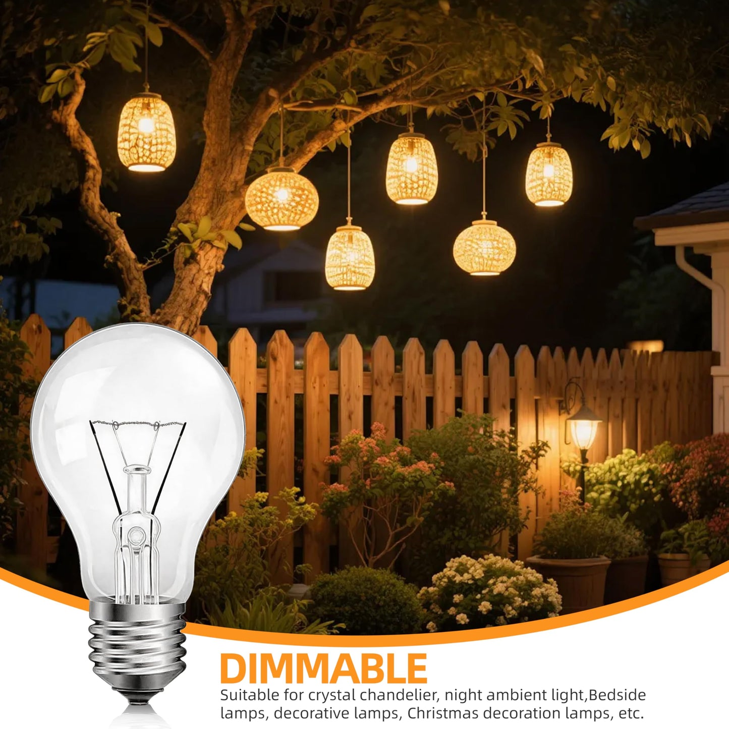 JUNFMLY 60 Watt Incandescent Light Bulbs, A19 Clear 60W Bulb E26 Medium Base Shatter Resistant Rough Service Light Bulb 4 Pack