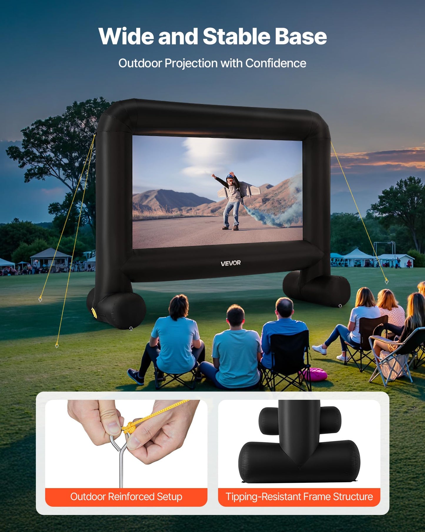 VEVOR 15FT Inflatable Movie Screen, Inflatable Projector Screen with Portable Storage Bag, 16:9 Easy Set Up Movie Projection for Outdoor Backyard