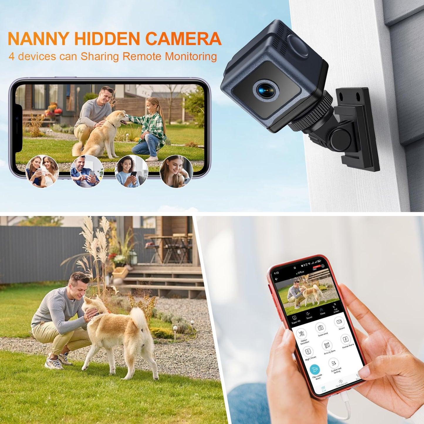 Vnmkp Home Camera HD Mini Indoor Camera Suitable for Home Office Security Elderly Baby and Pets (Video Only) Black