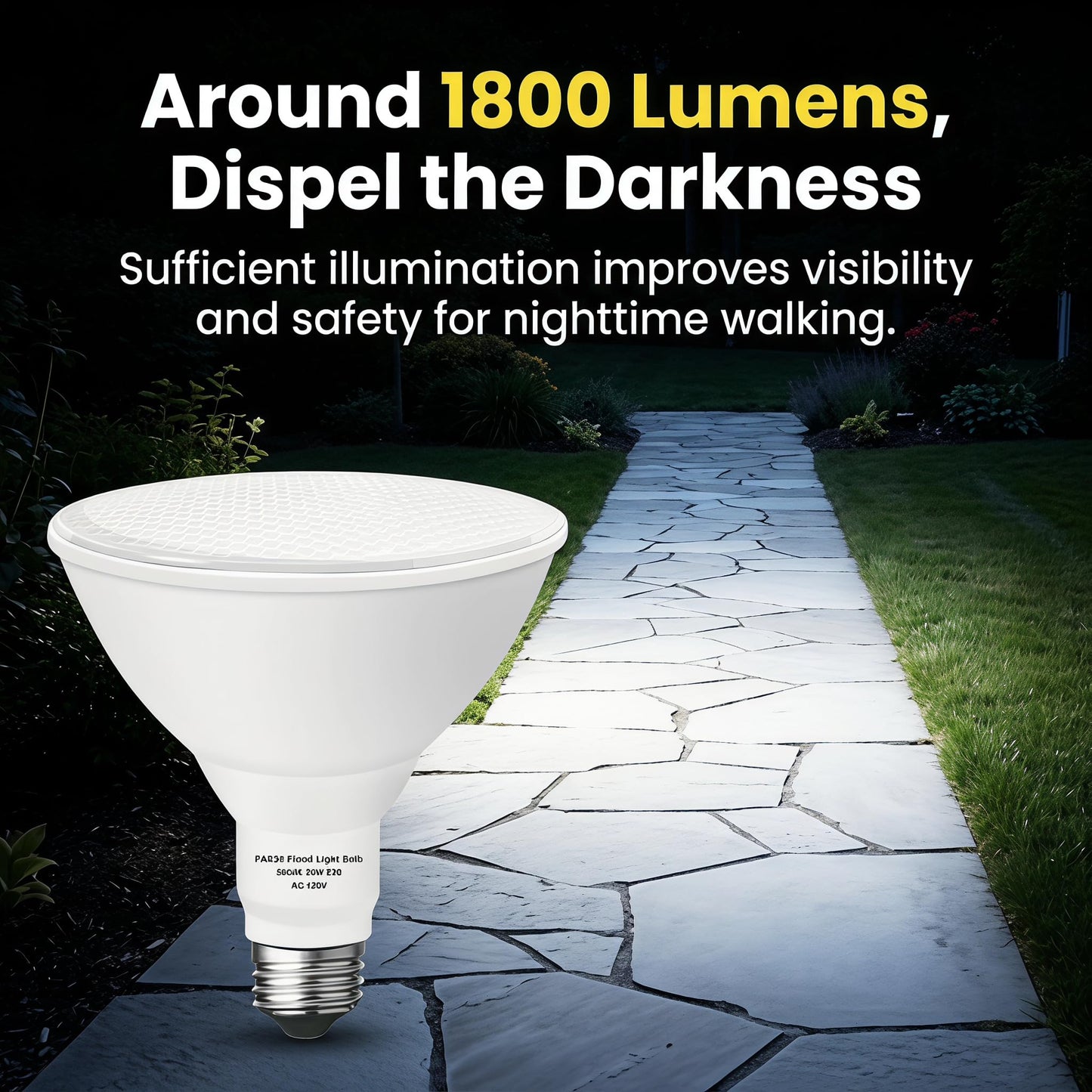 LOXYEE PAR38 LED Outdoor Flood Light Bulbs,Dimmable 20W(200W Equivalent) E26 Base Flood Light Bulbs,1800 Lumens LED Flood Light for Outdoor