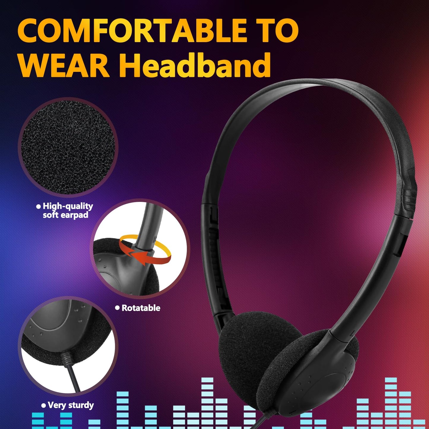 YFSFQS USB C Headphones Bulk 12 Pack for Classroom School Kids,USB Type C Headphones Class Set Compatible with Pad Smartphones (Black)