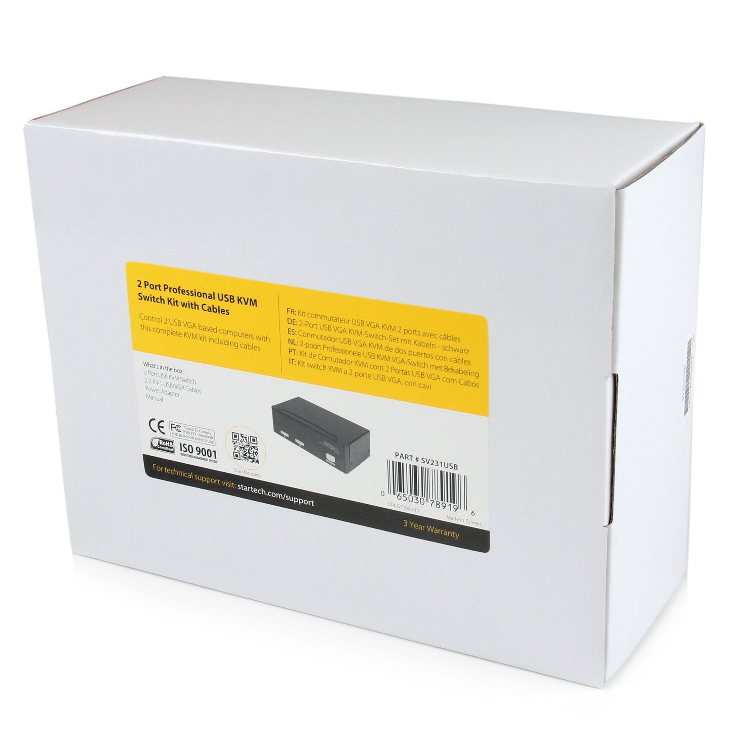 StarTech.com 2 Port VGA USB KVM Switch - VGA KVM Switch - 1920x1440 - USB 2.0 - KVM Video Switch , TAA (SV231USB)