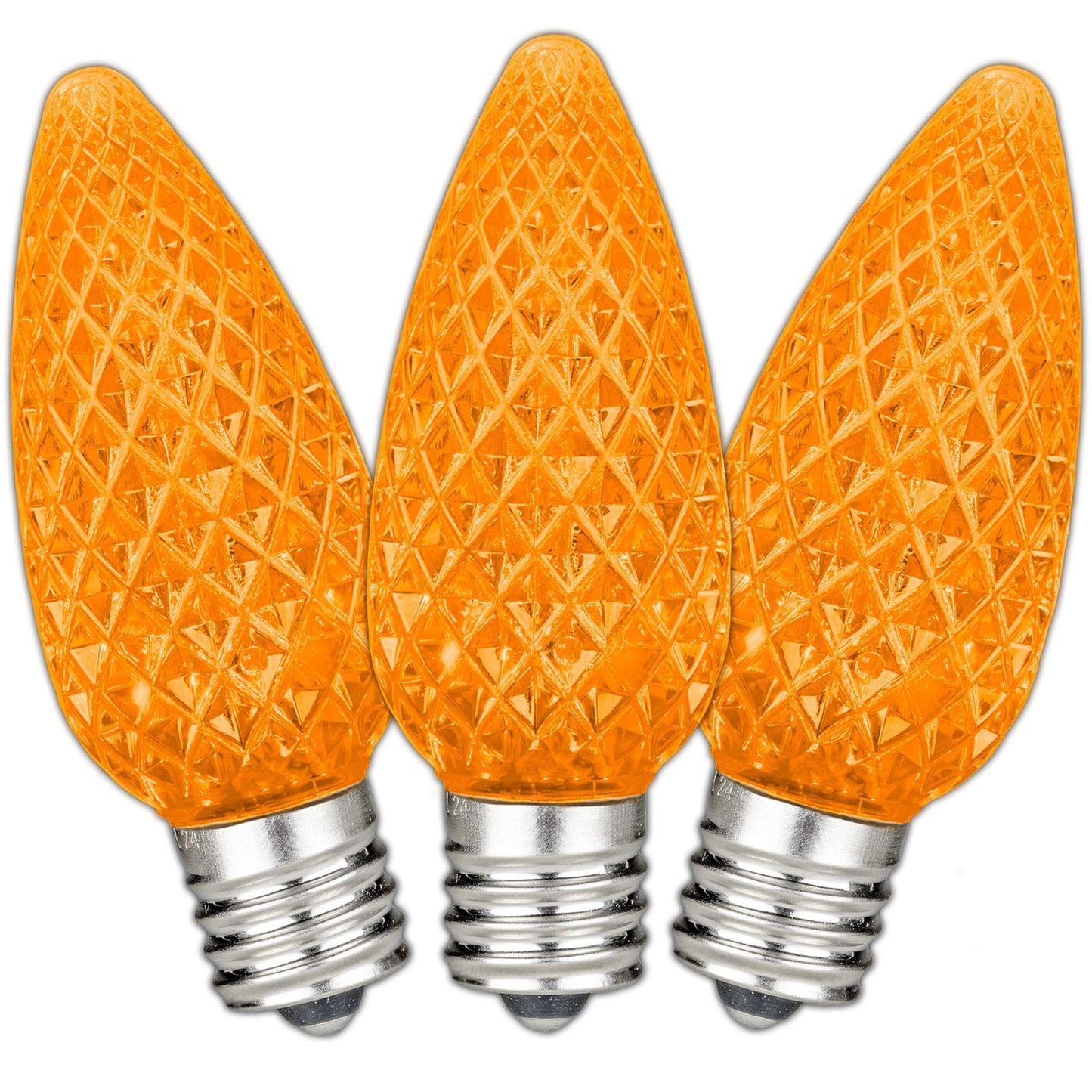 Novelty Lights 25 Pack Orange C9 LED Faceted Christmas Replacement Bulbs