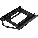 StarTech.com 2.5 SSD/HDD Mounting Bracket for 3.5 Drive Bay - 5 Pack - Tool-Less - Hard Drive Mounting Kit (BRACKET125PTP),Black