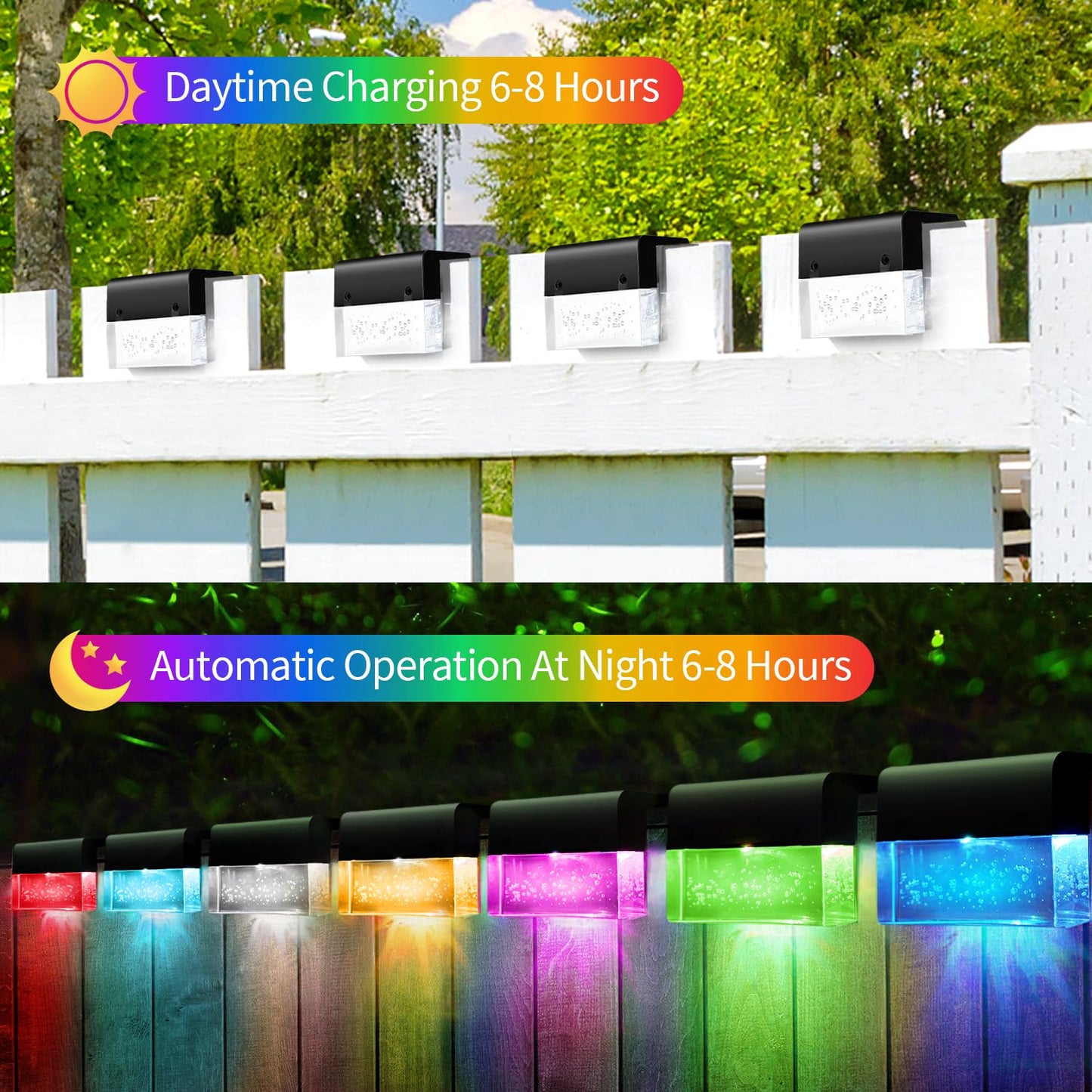 SUNFACE Solar Deck Lights, 6 Pack Solar Fence Lights Outdoor Step Lights, Solar Stair Lights Waterproof for Patio, Stairs, Railing, Garden & Pool