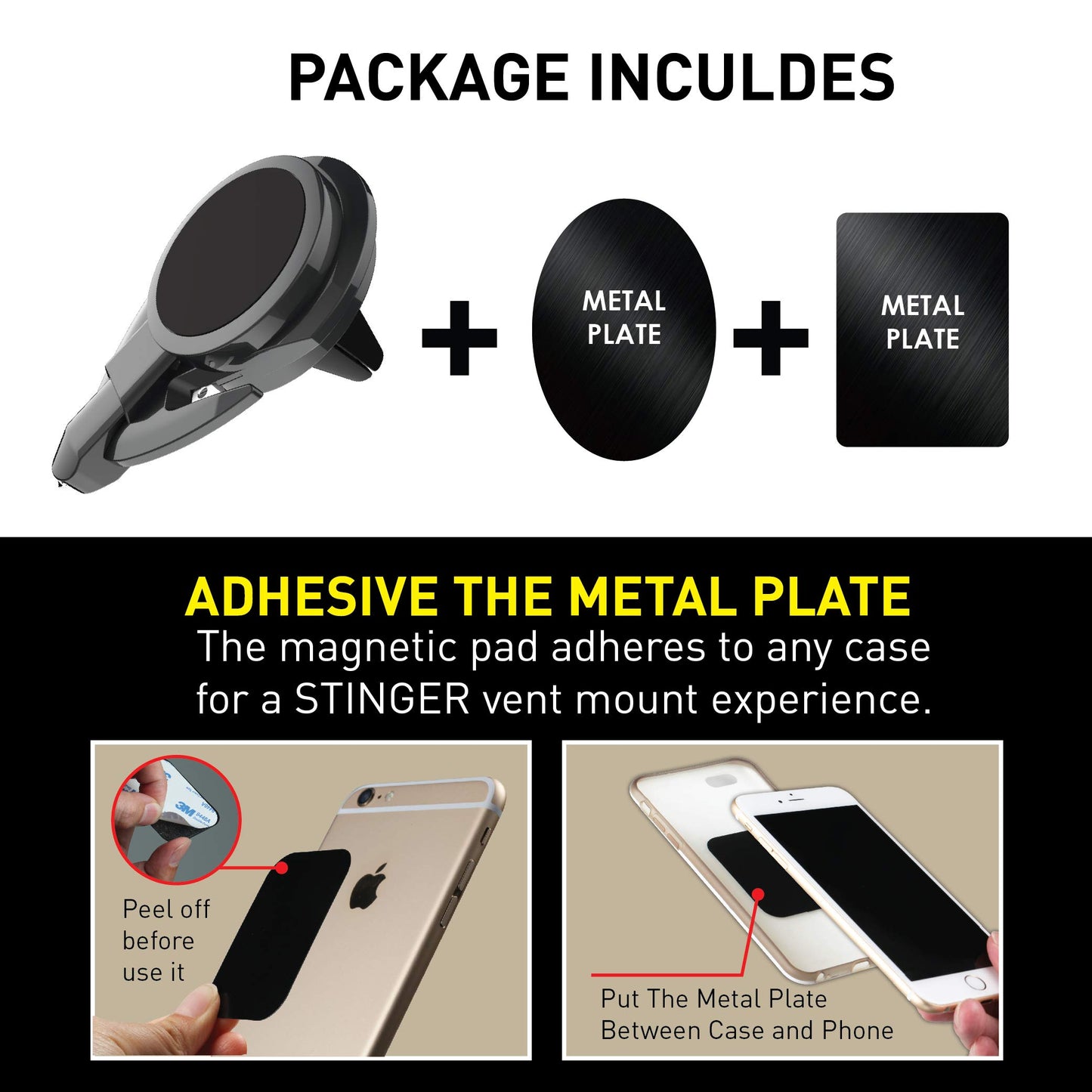 Ztylus Stinger Car Phone Holder with Emergency Escape Tool: Universal Air Vent Magnetic Cell Phone Mount Holder, Spring Loaded Window Breaker, Seat