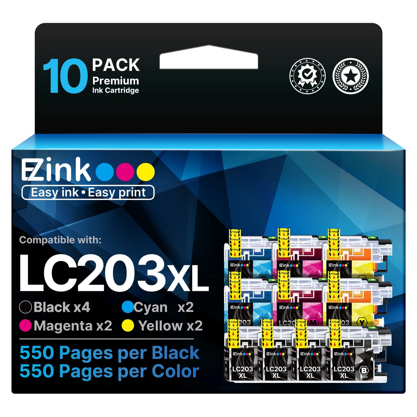 E-Z Ink LC203XL Compatible for Brother LC203XL LC201 Ink Cartridges 10 Pack