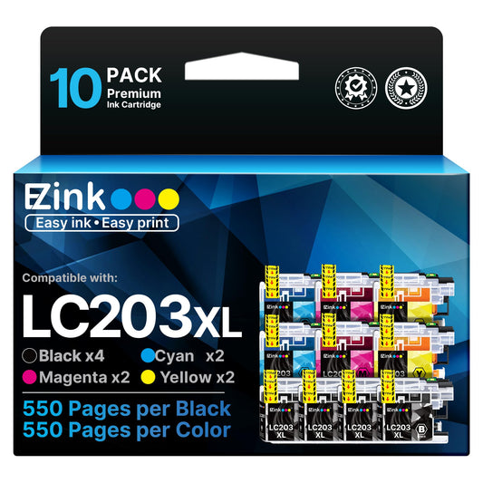 E-Z Ink LC203XL Compatible for Brother LC203XL LC201 Ink Cartridges 10 Pack