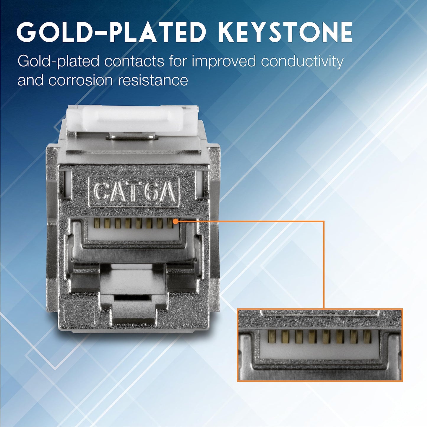 TRENDnet Cat6A RJ45 Keystone Inline Coupler Keystone Jack, 6-Pack, TC-KC06C6A, Keystone Jack Female to Female for Wall Plates & Blank Shielded