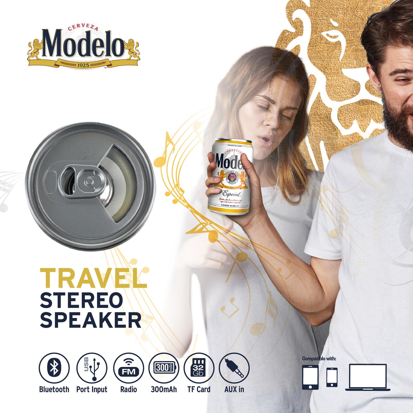 CJ TECH Modelo Bluetooth Speaker - Portable Speaker Connect with Any Bluetooth Enabled Device - Wireless Speaker for Home, Outdoor and Travel (Can