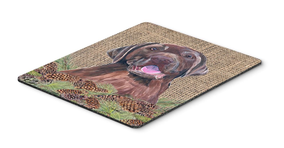Caroline's Treasures SC9039MP Labrador Faux Burlap and Pine Cones Mouse Pad, Hot Pad or Trivet for Home Office Gaming Working Computers Laptop Mouse