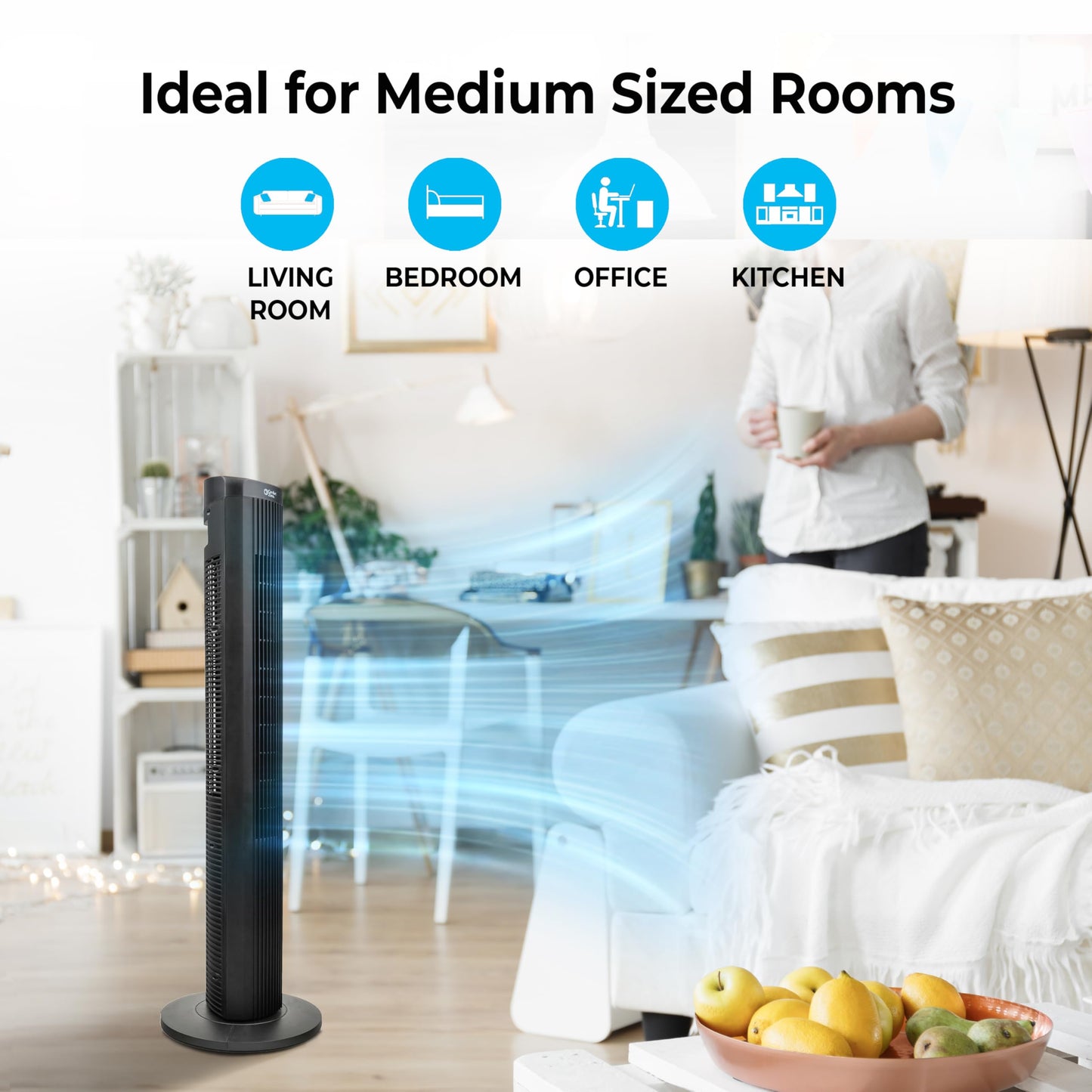 Comfort Zone 40-Inch Oscillating Bladeless Tower Fan