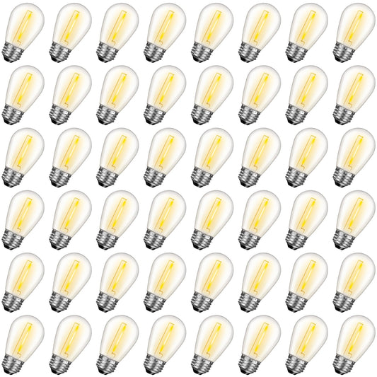 GvvooHome 48 Pack S14 LED Replacement Light Bulbs, Shatterproof Plastic 1W Outdoor String Light Bulbs for Patio, Garden, Waterproof, E26 Regular