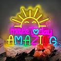 Make Today Amazing Neon Sign, Cool Sunrise Dimmable Neon Light Up Inspirational Slogan Boho Hanging Wall Art Decor LED Sign for Dormitory Room Cafe