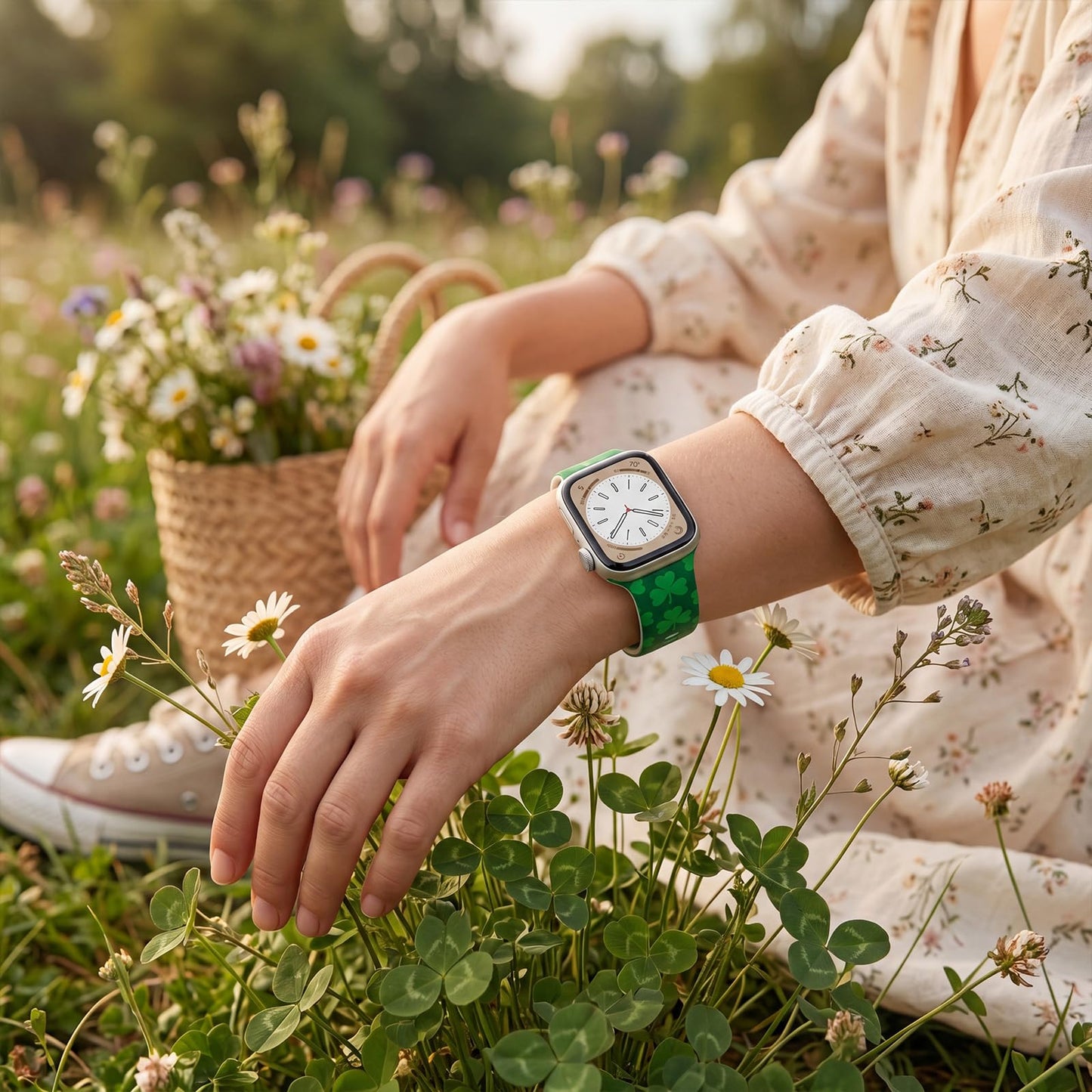 Lucky Clover Shamrock Band Compatible with Apple Watch Bands for Women Men 41mm 40mm 38mm 42mm 45mm 44mm 46mm 49mm, Silicone St Patricks Day Strap