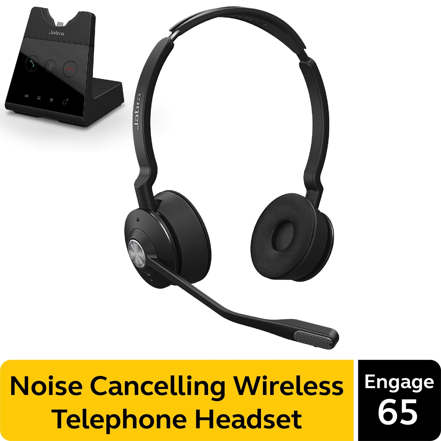 Jabra Engage 65 Wireless Headset, Stereo - Telephone Headset with Industry-Leading Wireless Performance, Advanced Noise-Cancelling Microphone, All…