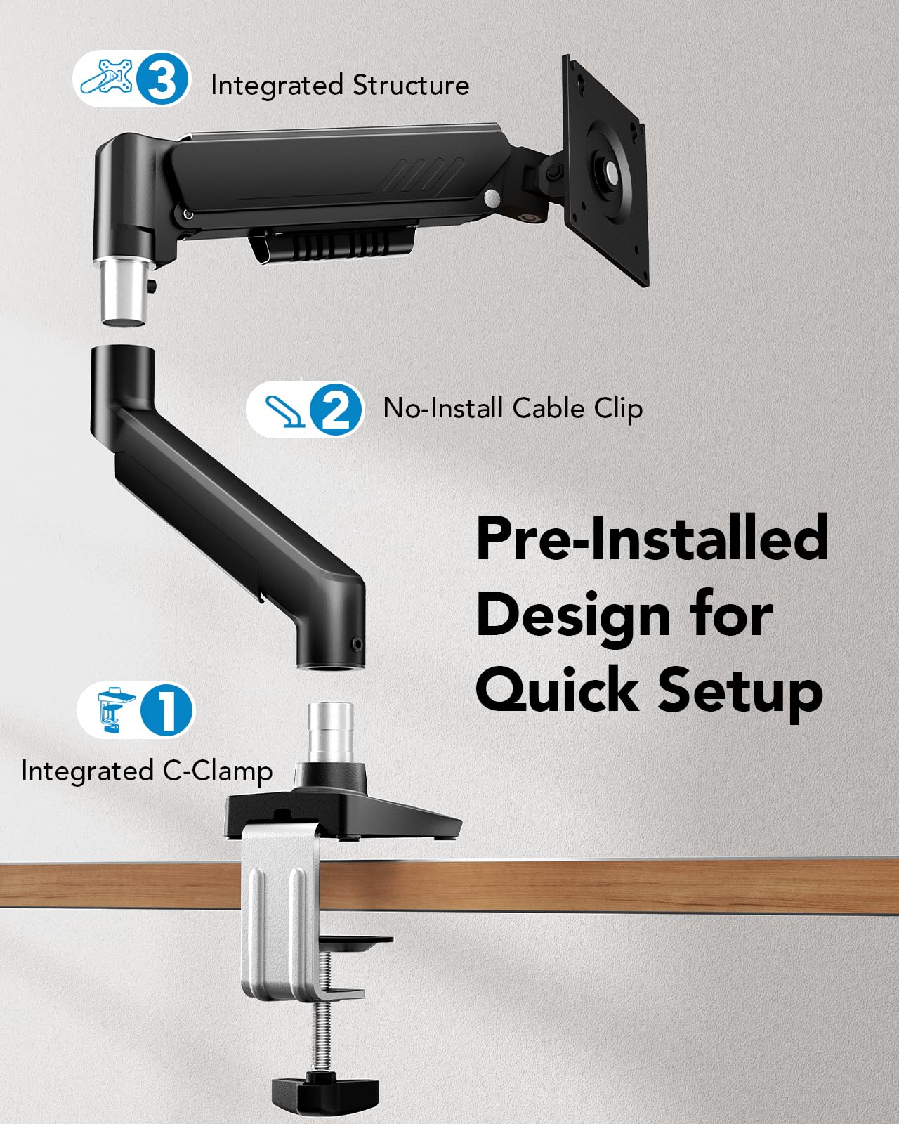 HUANUO 2 in 1 Function Laptop Mount with Tray, Fits 13-34? Monitors & Up to 17? Notebook, Ergonomic Laptop Arm with Full Motion Adjustment, Laptop