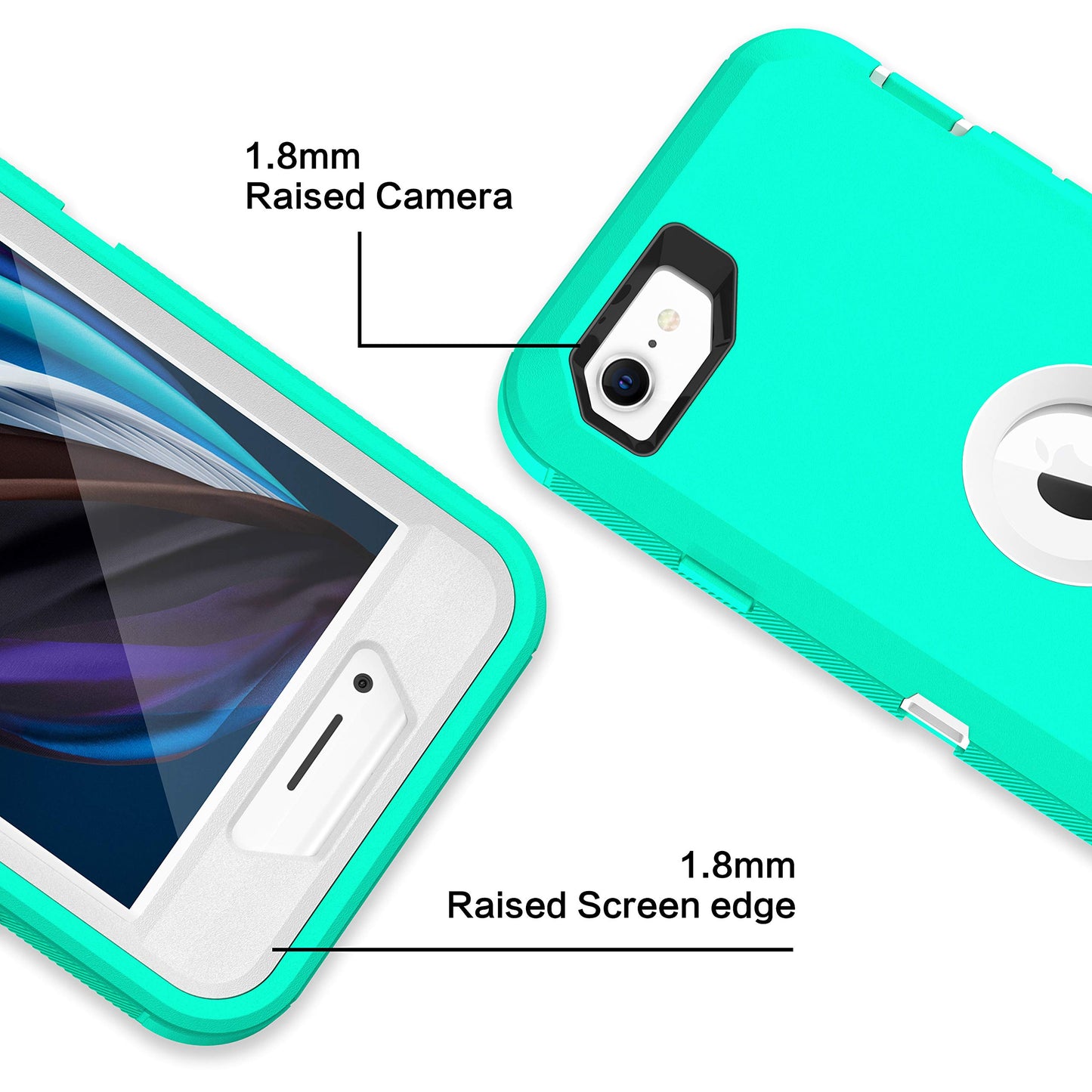 MXX iPhone SE 2020 Heavy Duty Protective Case with Screen Protector [3 Layers] Rugged Rubber Shockproof Protection Cover & Rotating 360 Degree Belt