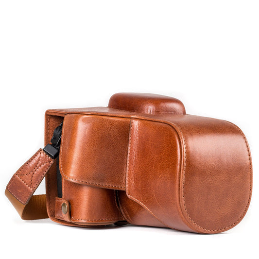 MegaGear MG1193 Ever Ready Genuine Leather Camera Case Compatible with Canon EOS Rebel T8i, Kiss X10i, Rebel T7i, Kiss X9i, 77D, 9000D (18-55mm), Dark