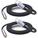 2 Pack 1M USB C to Headphone Jack Adapter,USB-c to 3.5mm Headphone Jack Adapter Cable,Compatible with Phone 17 Pro Max/16/15,Samsung Galaxy S25