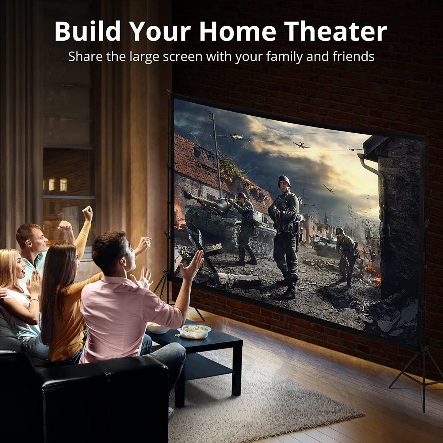 Projector Screen with Stand, Towallmark 120 inch Portable Projection Screen, 16:9 4K HD Rear & Front Projections Movies Screen with Carry Bag,