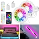 HOUHUI Motion Sensor LED Light Strip, 2x9.8Ft RGB LED Strip Lights Motion Activated Under Bed Lights, App Control Music Sync Strip Lights with Remote