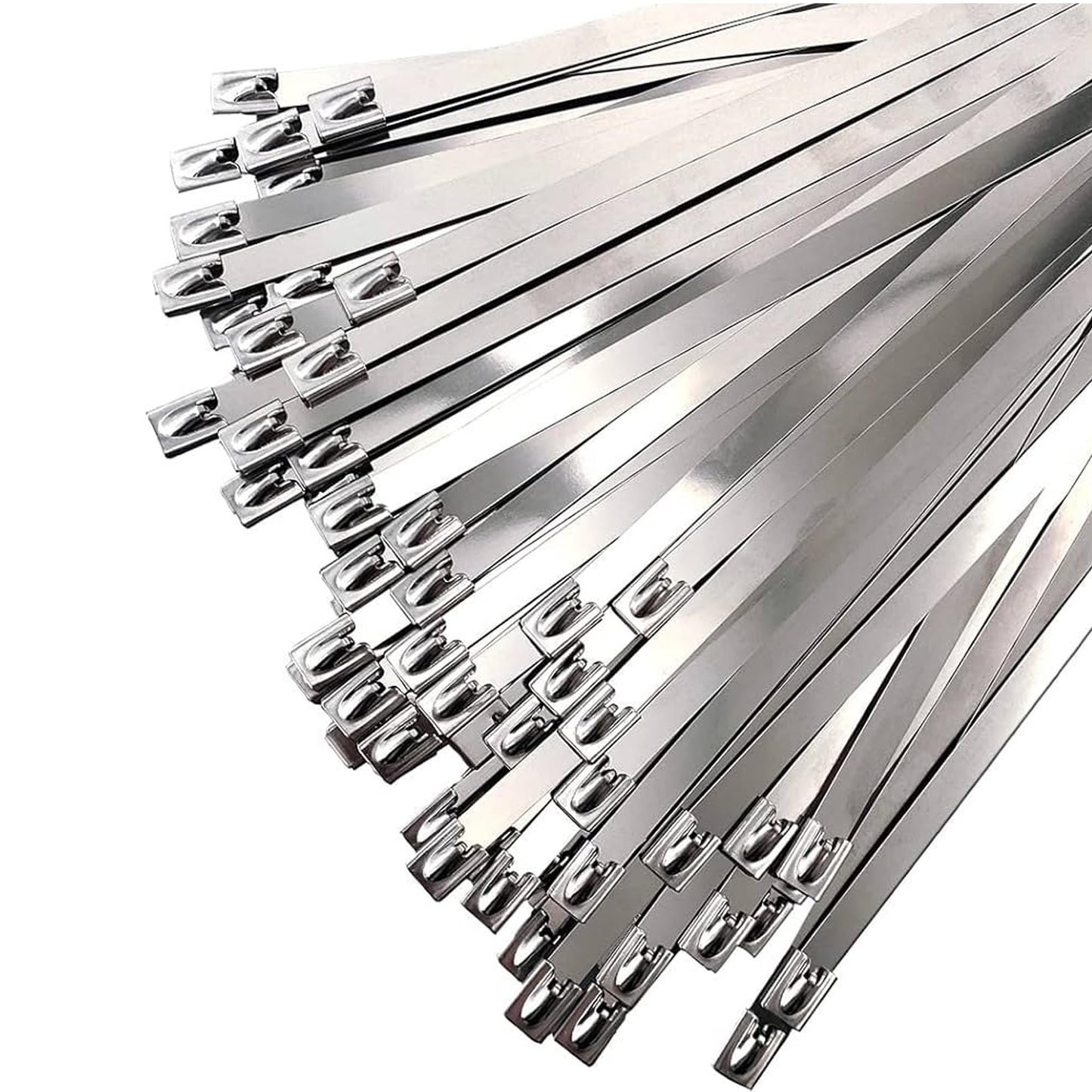 Metal Zip Ties 11.8 Inch 100 PCS Heat-Resistant Heavy-Duty Self-Locking Cable Ties, 304 Epoxy-Coated Stainless Steel Zip Ties for Exhaust, Machinery