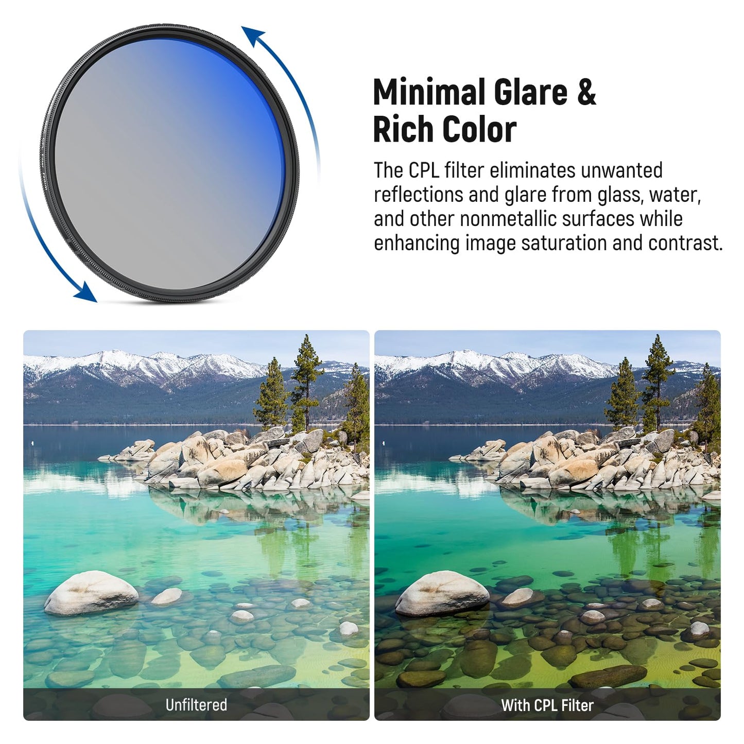 NEEWER 72mm Variable ND (ND2-32) + CPL + 1/4 Black Diffusion Filter Set (3 Pack), Camera Lens Filter Photography Accessories with AR/AF Coatings