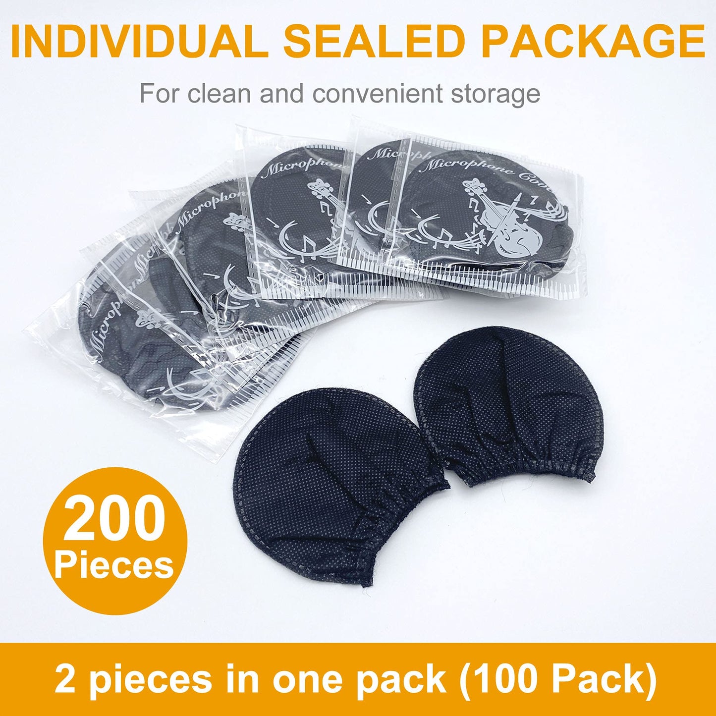 200pcs Disposable Microphone Cover, Non-Woven Elastic Band Handheld Mic Covers, Microphone Windscreen Protective Cover for KTV, Karaoke, Recording