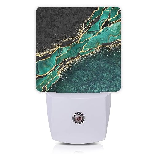 Oeaskly Green Marble Night Light,Golden Abstract Marble Veins Night Lights 0.5W Sleep Friendly for Boys Girls Led Night Light Dusk to Dawn Sensor