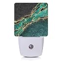 Oeaskly Green Marble Night Light,Golden Abstract Marble Veins Night Lights 0.5W Sleep Friendly for Boys Girls Led Night Light Dusk to Dawn Sensor