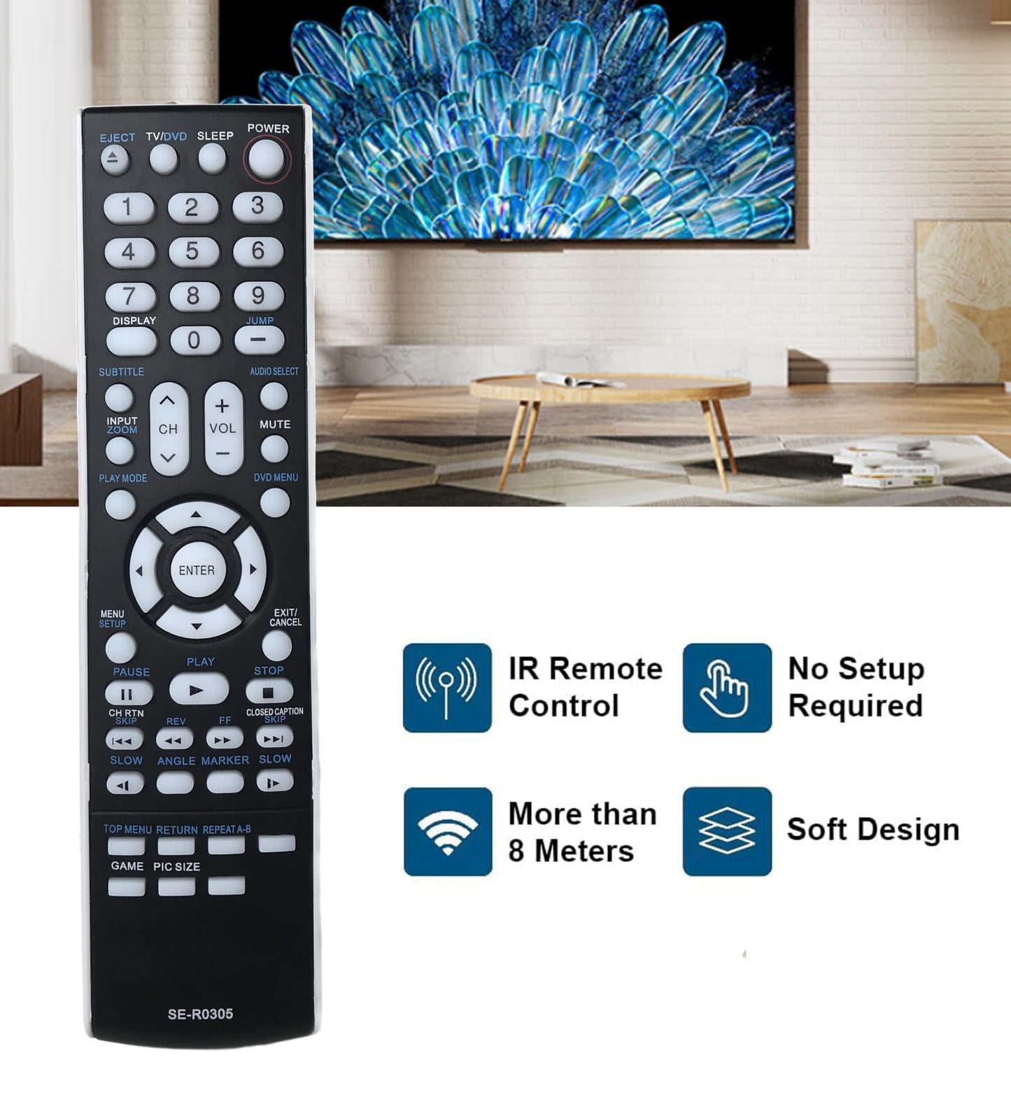 Replacement Remote Control for Toshiba SE-R0305 TV/DVD Combo 19LV61K 22LV506 22LV610 26LV61 26LV61K 26LV610U 32CV100 32CV100U