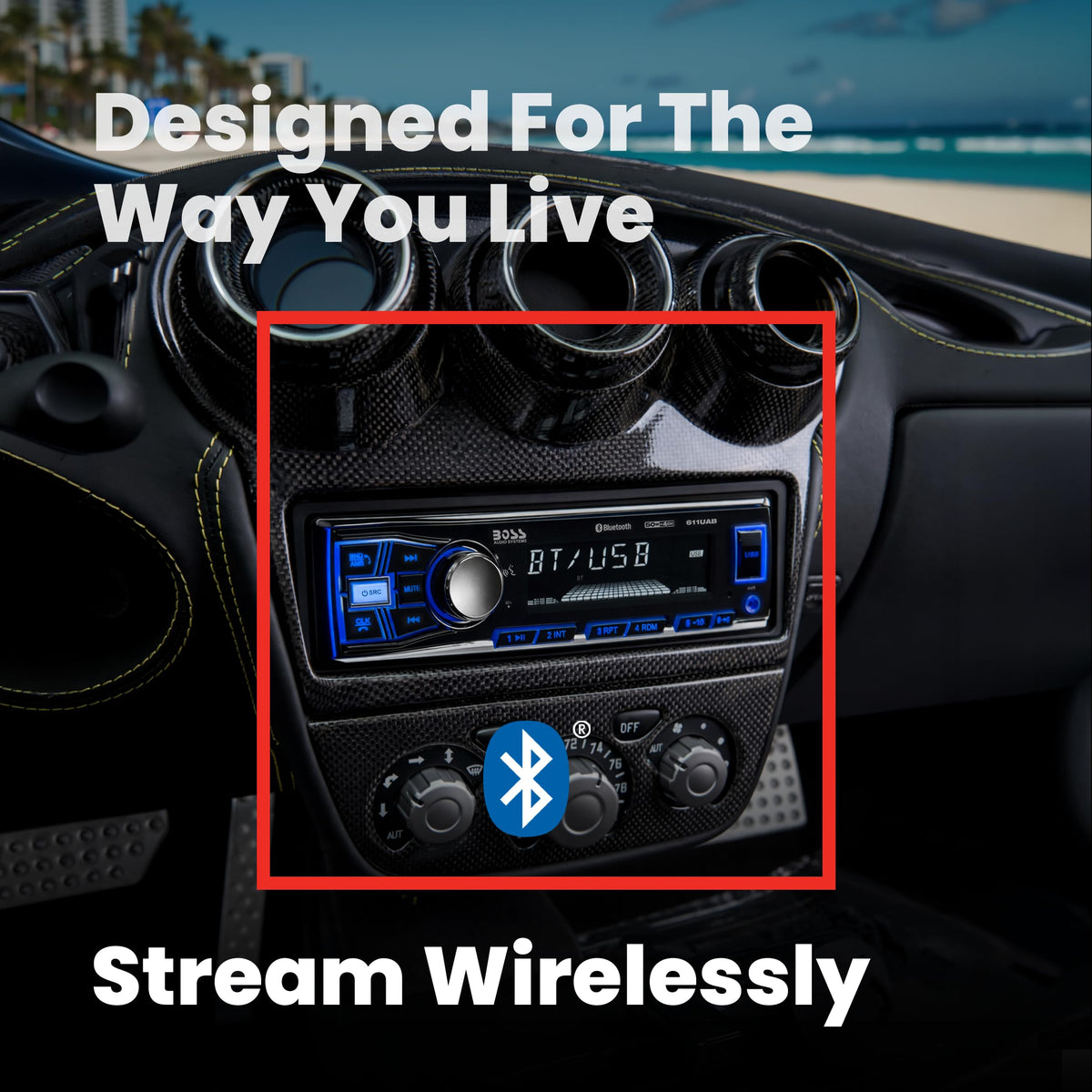 BOSS Audio Systems 611UAB Single DIN Bluetooth Car Stereo, No DVD, USB