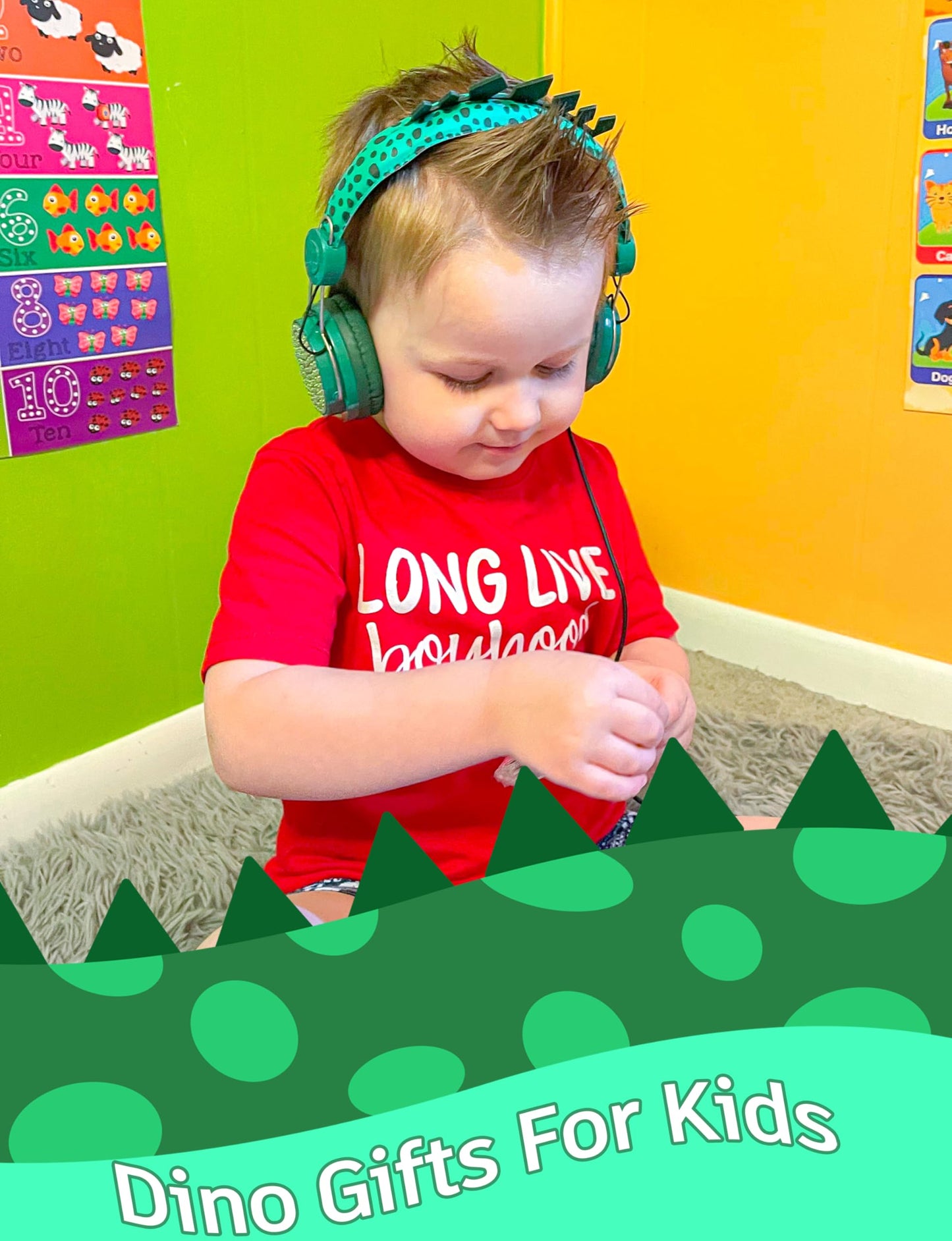 charlxee Kids Headphones,Dinosaurs Wired Headsets for Boys&Girls,Built-in Mic&On/Over Ear HD Stereo for Online Study/School/Tablet with Nylon Cable…