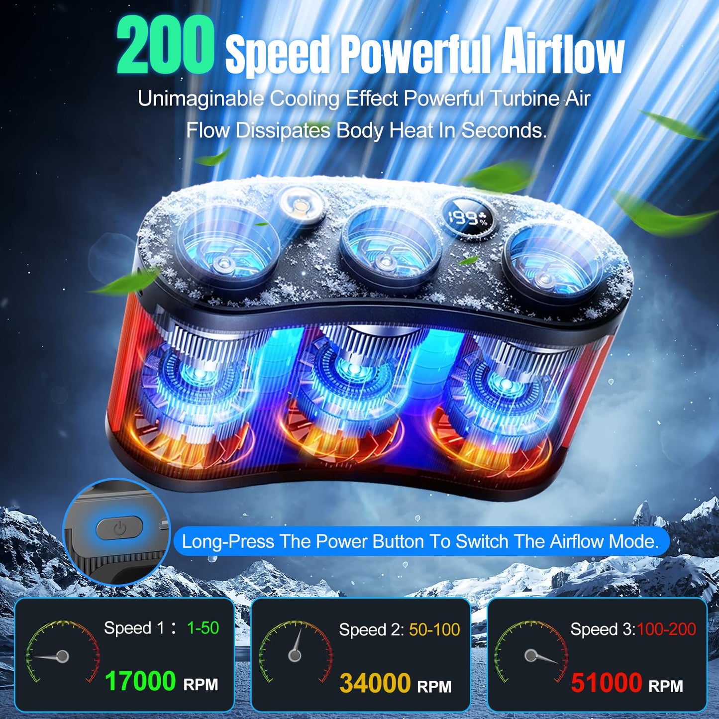 2026 Portable Waist Fan , 25000MAh Belt Fan , 199 Speeds waist fan clip on