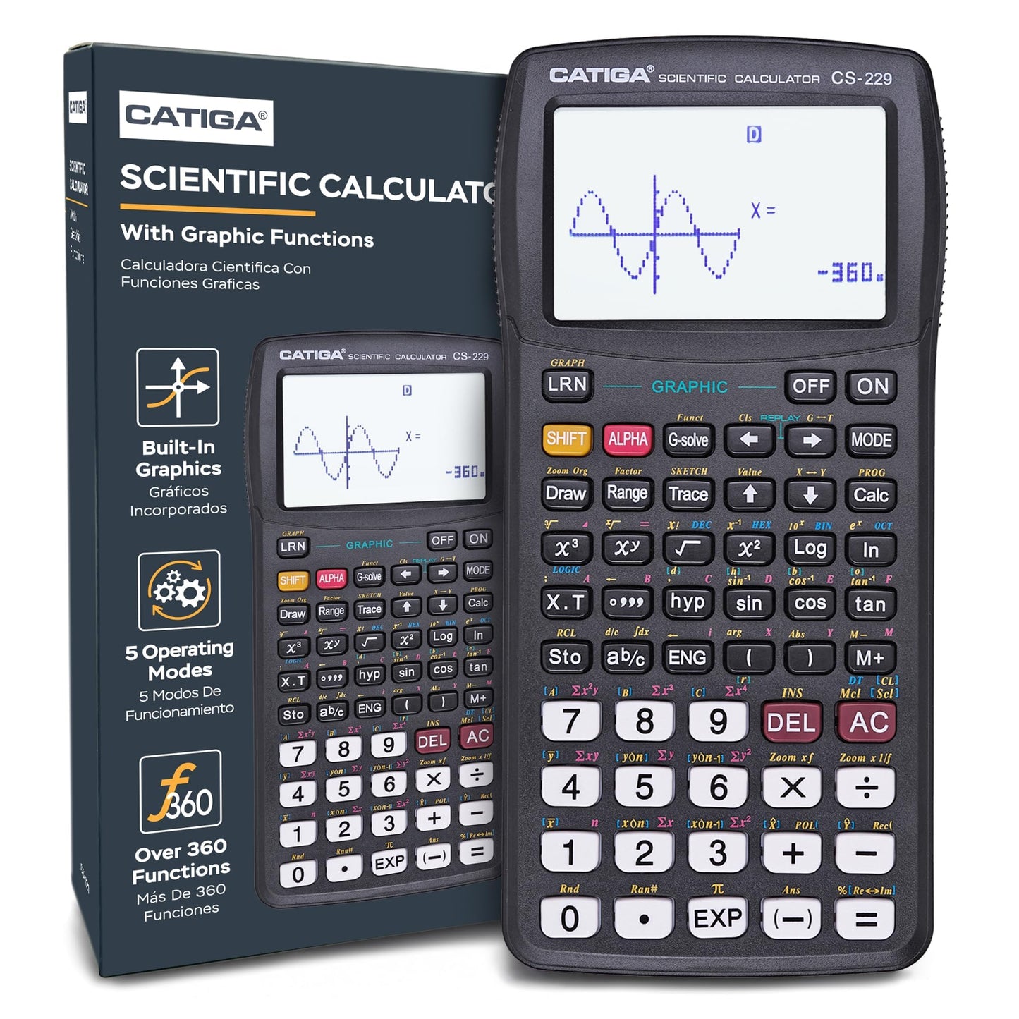 CATIGA Scientific Calculator with Graphic Functions, Upgraded Multi-Mode Graphing Calculators for Students, High School & College Calculator