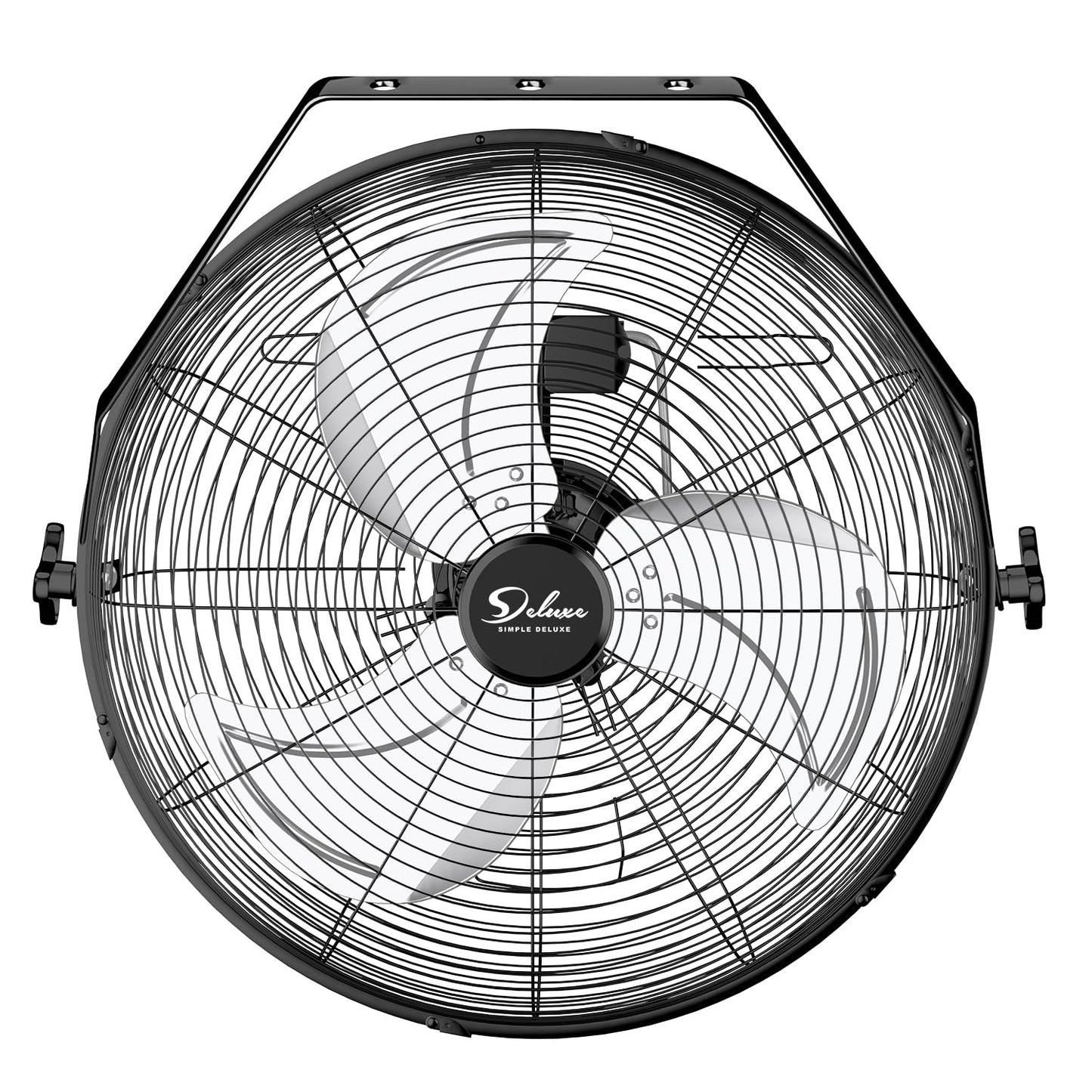 Simple Deluxe 18 Inch Industrial Wall Mount Fan, 3 Speed Metal Fan for Warehouse, Greenhouse, Workshop, Patio, Factory and Basement, Black