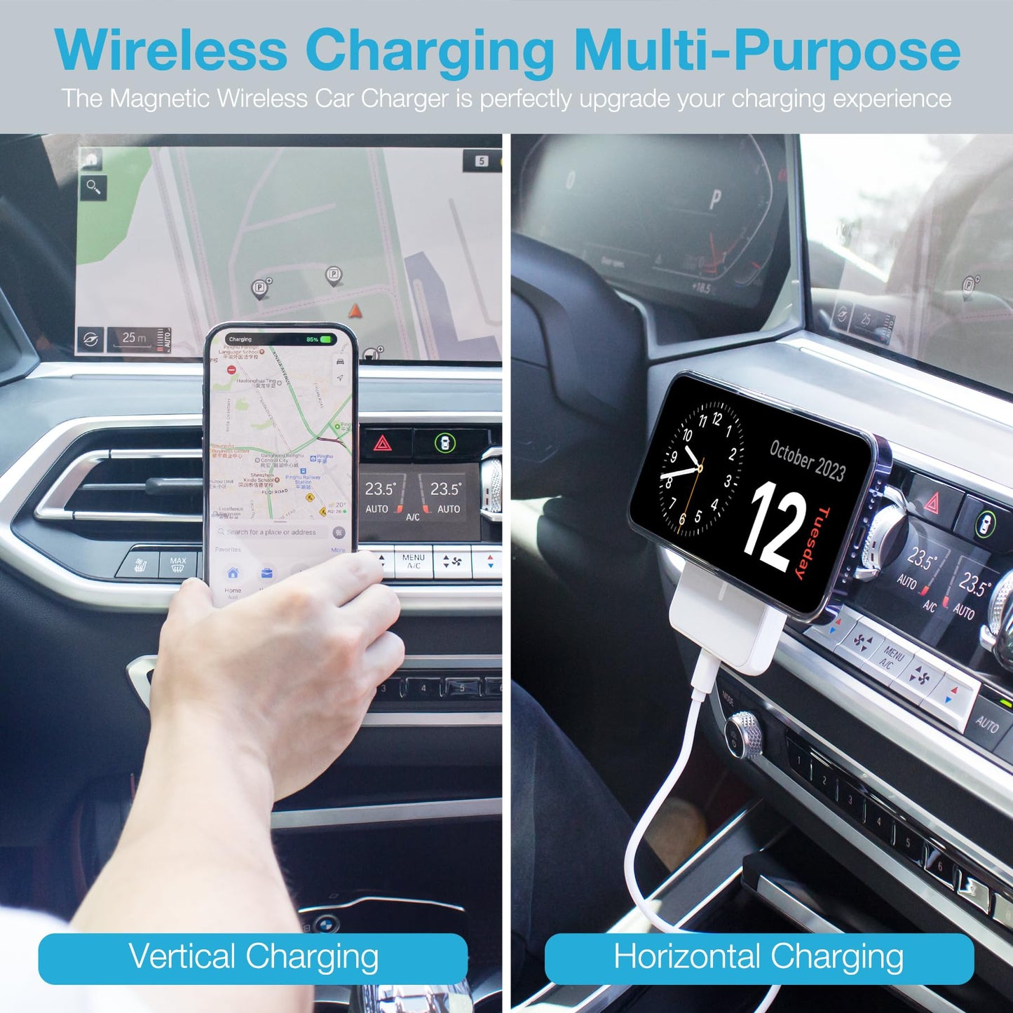 7.5W MagSafe Wireless Car Charger Mount Pro Strong Magnetic Vent Holder for iPhone 17/16/15/14/13/12 Series & More, 360° Rotation & Overheat