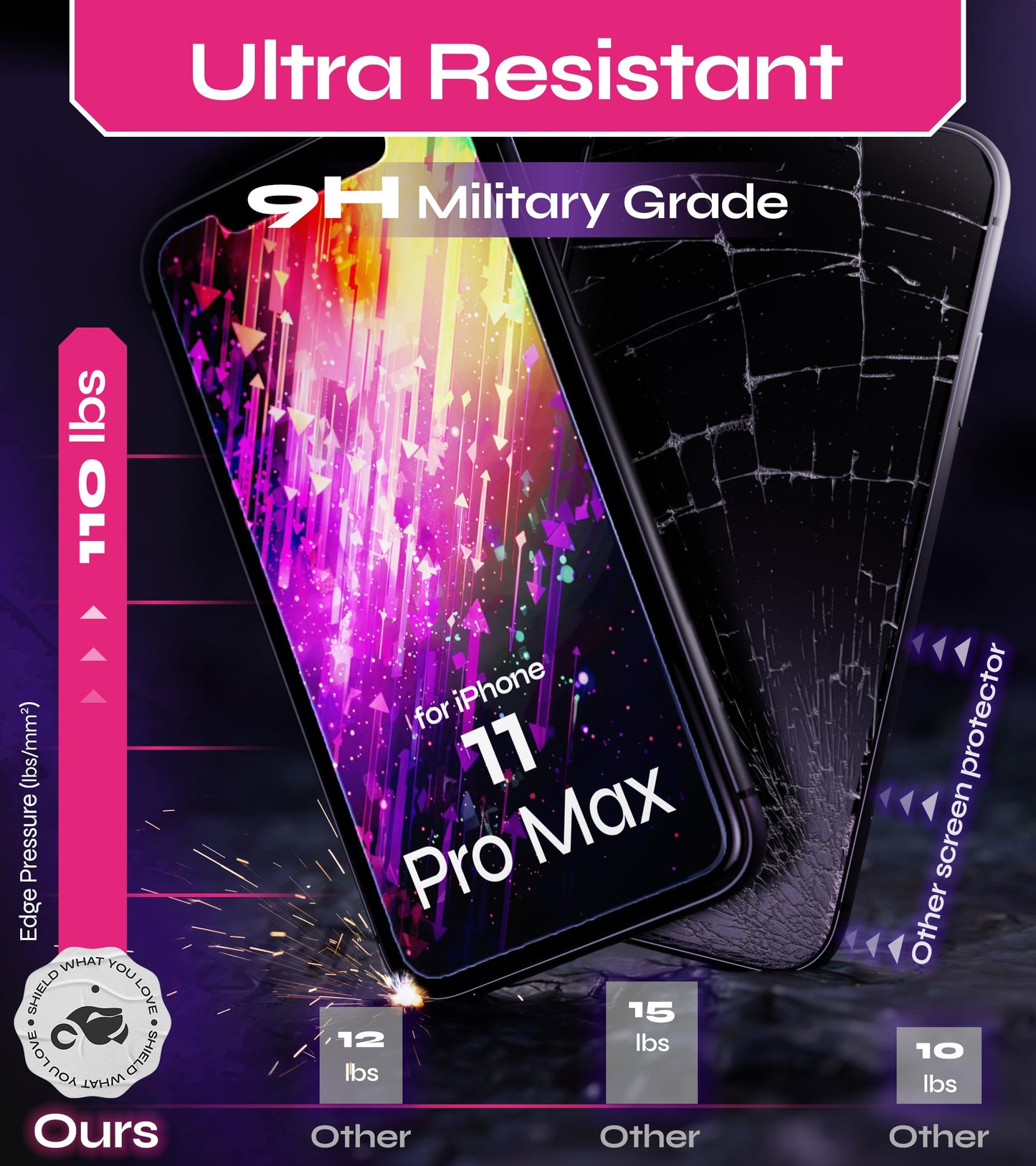 Defenslim Screen Protector for iPhone 11 Pro Max (2Pack), Easy Auto-Align Install Kit, 6.5" Tempered Glass, 9H Hardness, Ultra HD Clear, Case