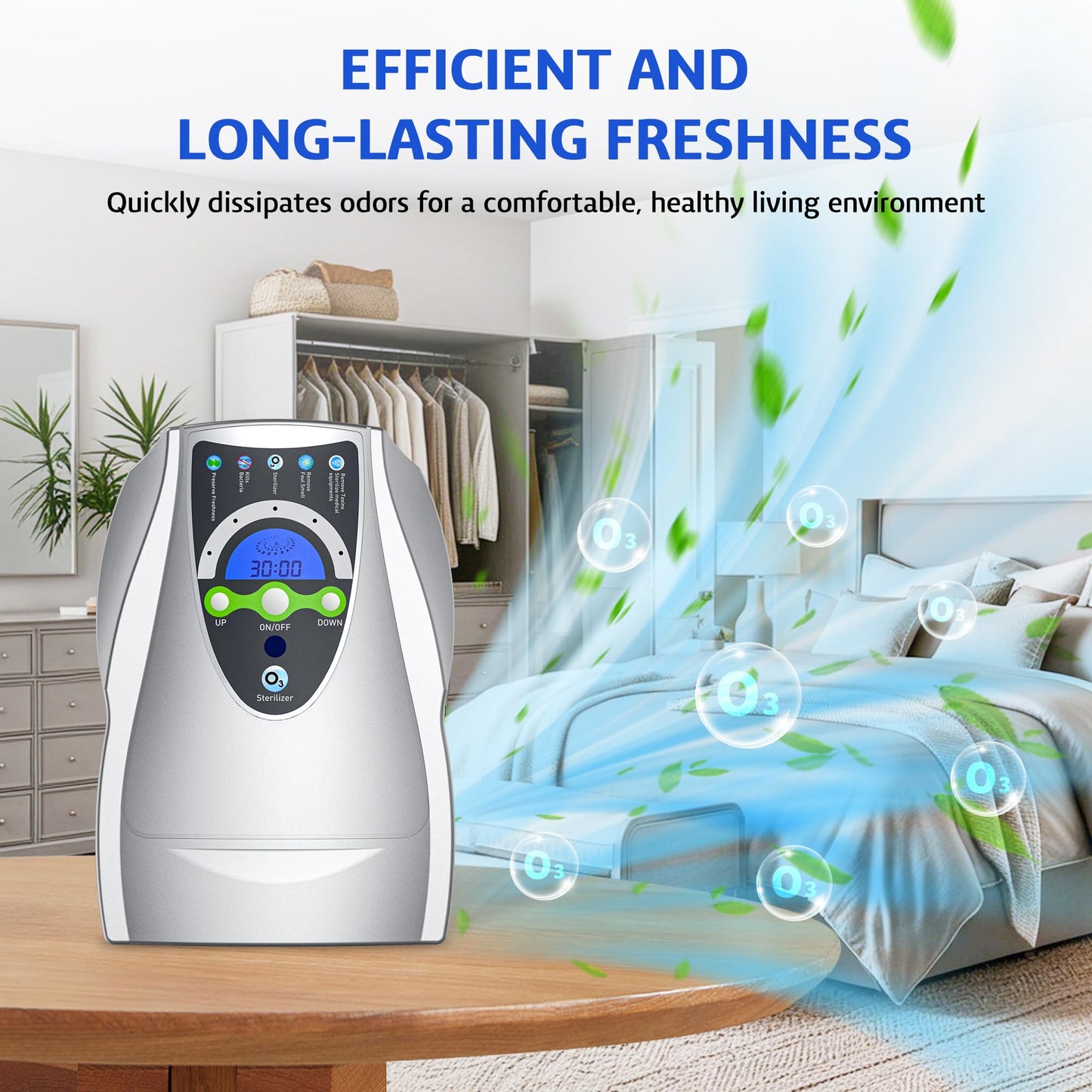 VTAR Ozone Machine, 500mg/h Multipurpose Ozone Machine Purify Air, Water, Fruits, Vegetables, Toothbrushes, Aquarium Cleaner Device in Water - Silver