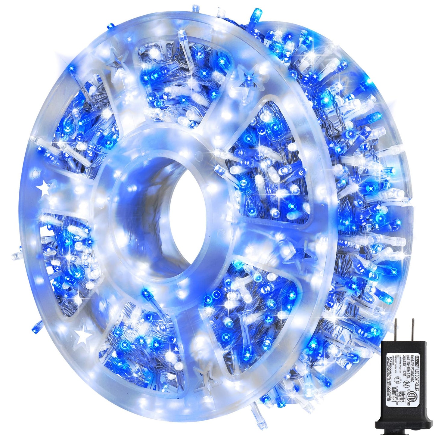 kemooie 500 LED Blue and White Christmas Lights, 164 FT 8 Twinkle Modes Plug in Waterproof Extra Long Fairy Lights for Outdoor Christmas Party Garden