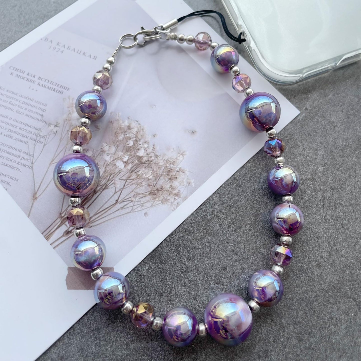 TOBLEEY Beaded Charms Strap, Crystal Bracelet Wrist Lanyard, Cute Phone Key Chain, Case Accessories for Camera Wallet AirPods Beaded Phone Lanyard