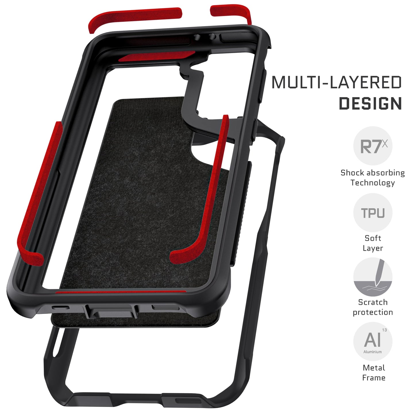 Ghostek Atomic Slim S21 Plus Case with Protective Aluminum Metal Bumper and Leather Back Tough Rugged Heavy Duty Shock-Absorbent Protection Designed