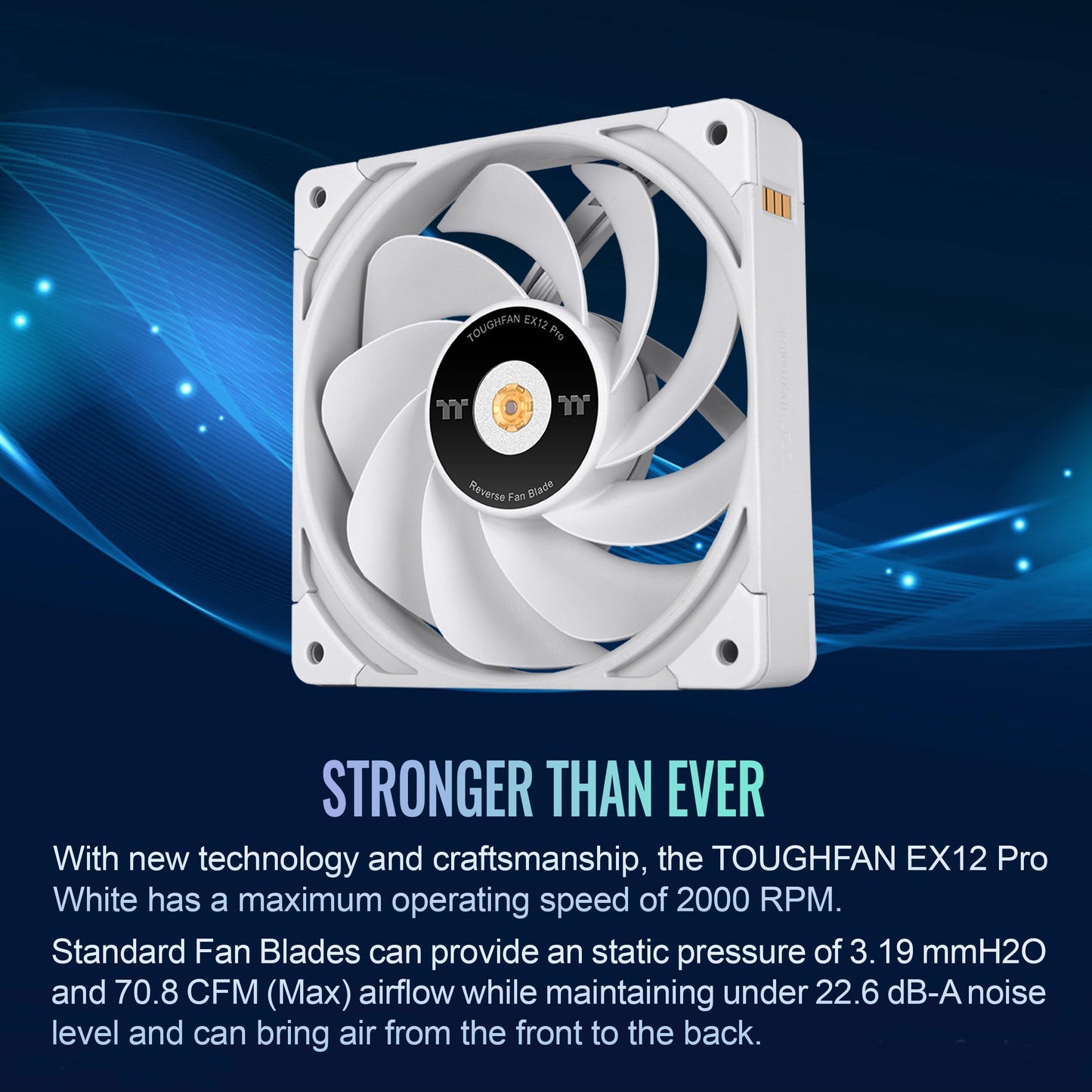 Thermaltake TOUGHFAN EX12 Pro Snow PC Cooling Fan, Magnetic Connection, Swappable Fan Blade, PWM Controlled 500~2000 RPM, Air Flow 70.8 CFM, 120mm (3