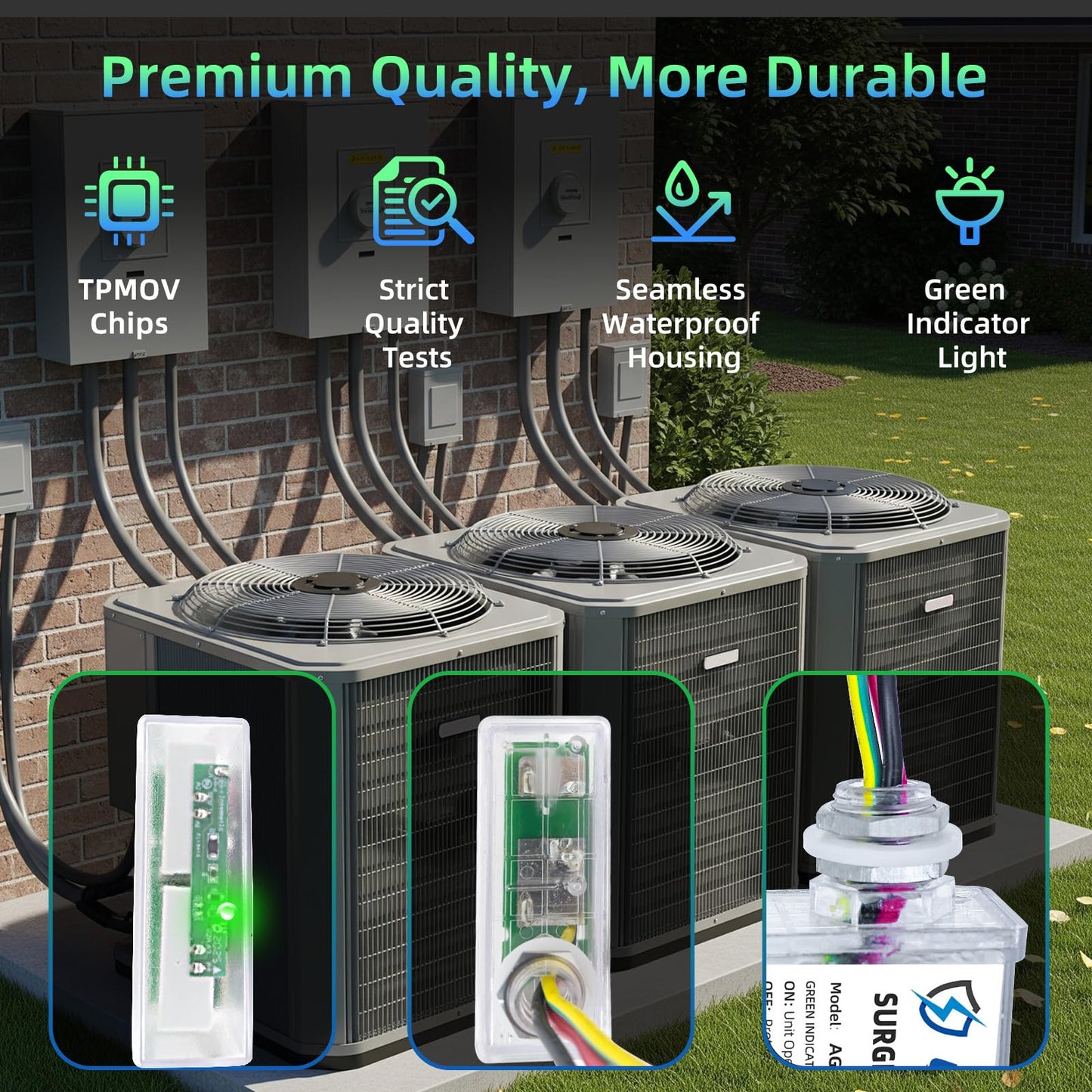AG3000 HVAC Surge Protector 120/240V, House Surge Protectors, AC Surge Protector, Whole House Surge Protective Device for Mini Split, TPMOV
